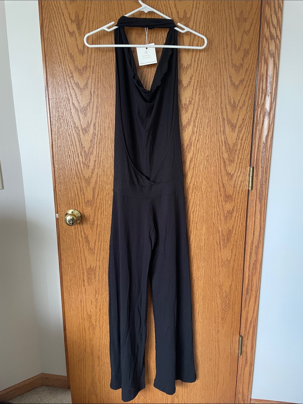 Aria Black Halter Wide-Leg Jumpsuit - Picture 4 of 8